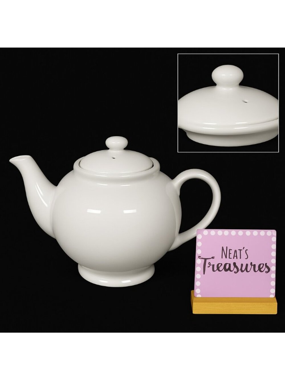 Pottery Barn THE GREAT WHITE COLLECTION Solid 7 Cups Stoneware Lidded Teapot